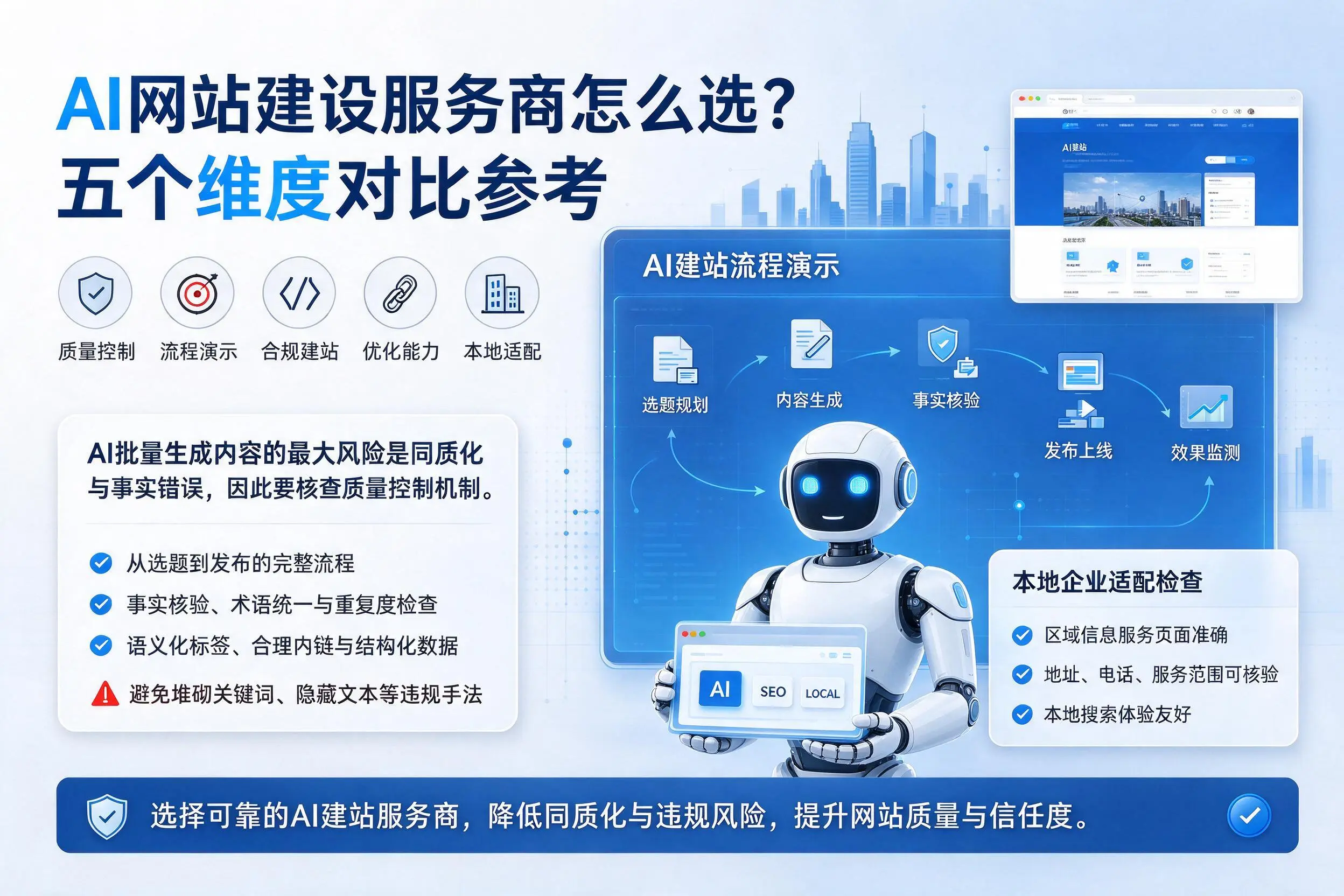 白银AI网站建设服务商怎么选？五个维度对比参考